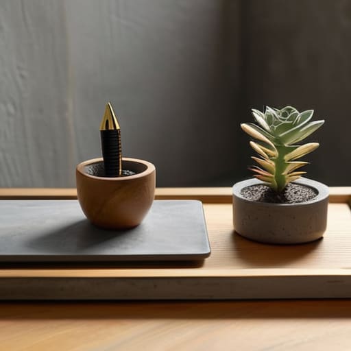 Concrete minimalist desk trays for organized workspaces.