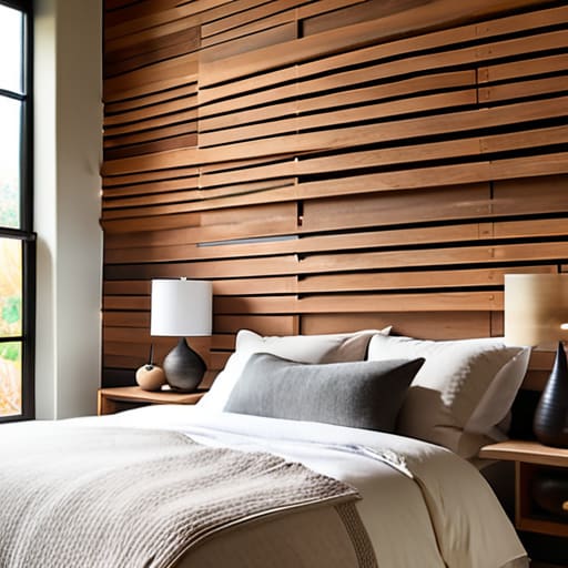 The Scavenged Wood Slat Wall headboard.